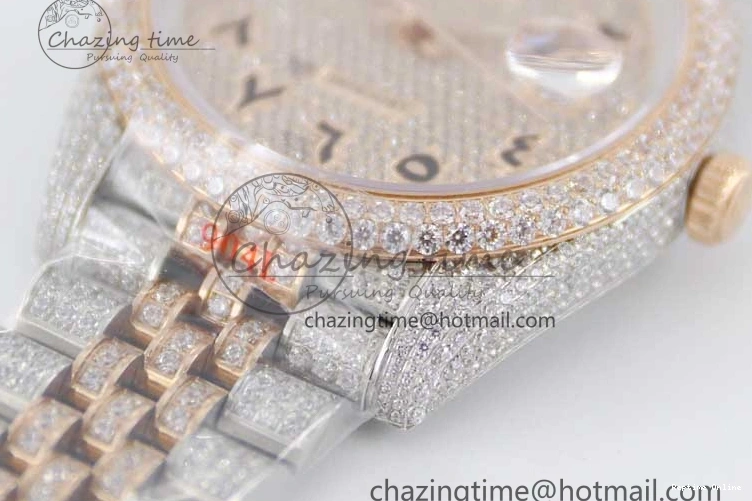 1225 Affordable Datejust 41 SS RG Full Diamonds TWF 1:1 Best Edition Arabic Markers Dial on Jubilee Bracelet A 2385